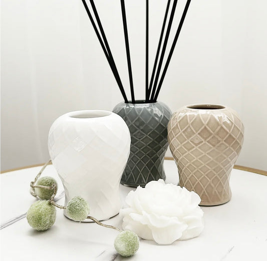 Our coco classy and elegant ceramic Reed diffuser bottles- please buy fragrance separately x - Carly's candles & wax melts