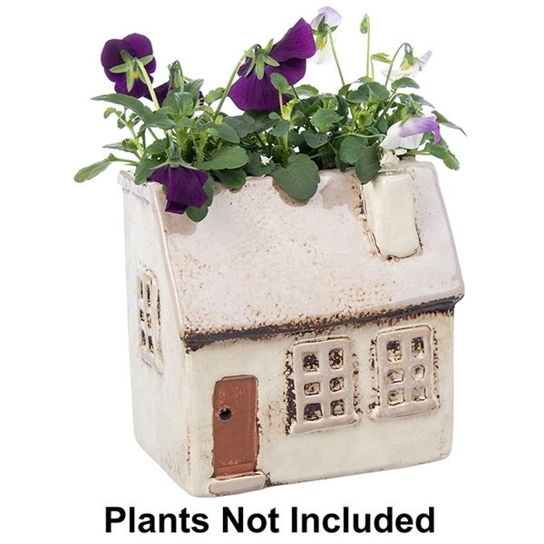 Village Pottery Light Grey House Planter - Carly's candles & wax melts