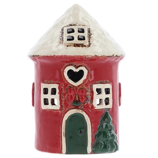 Village Pottery Xmas Red Round Mini House - Carly's candles & wax melts