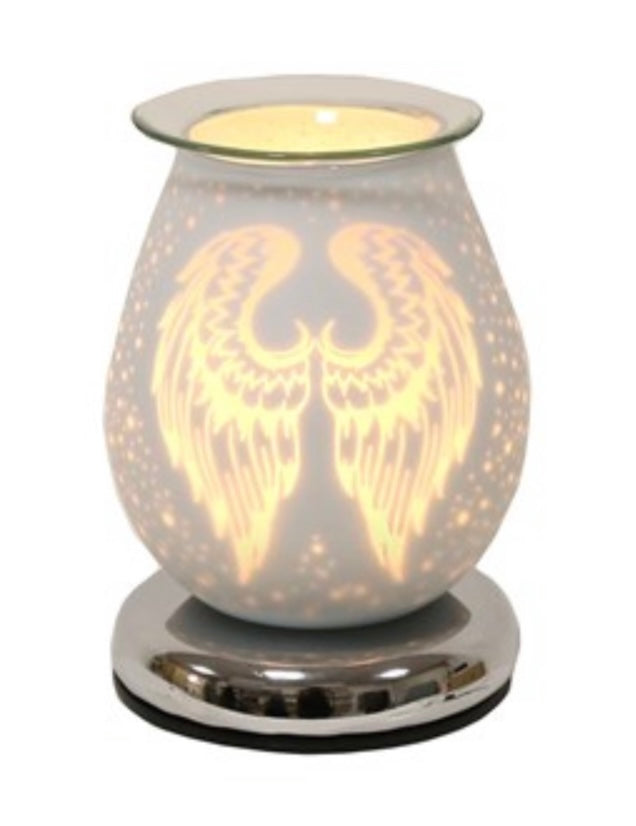 Electric wax melt burner touch - white satin angel wings - Carly's candles & wax melts