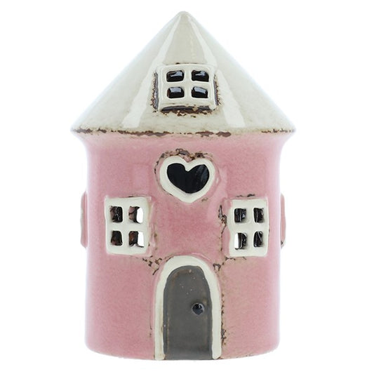 Village Pottery Pink Round Heart House Mini Tealight - Carly's candles & wax melts