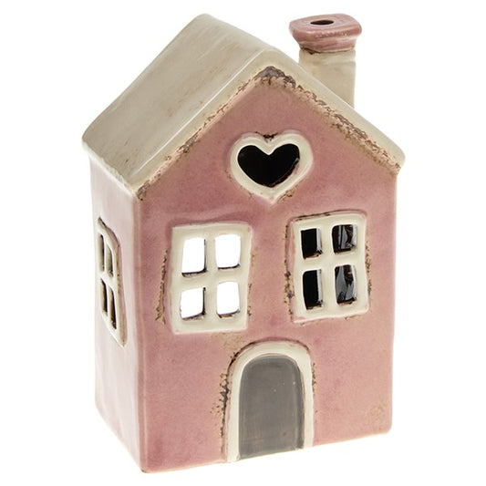 Village Pottery Heart House Tealight Pink - Carly's candles & wax melts